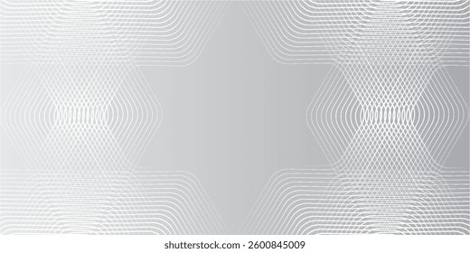 Abstract hexagon lines on gray background. Modern geometric hexagon lines design elements. Glowing white lines