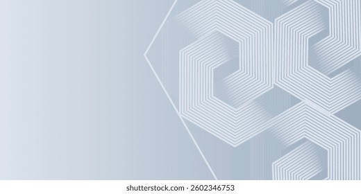 Abstract hexagon lines on gray background. Geometric stripe line design modern
