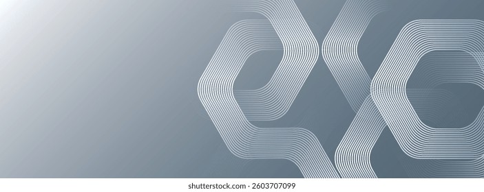Abstract hexagon lines on gray background. Geometric stripe line art design modern