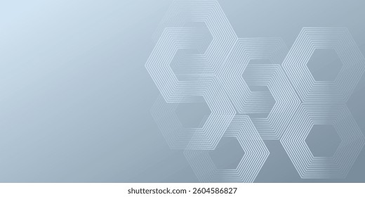Abstract hexagon lines on gray background. Geometric stripe line art design 