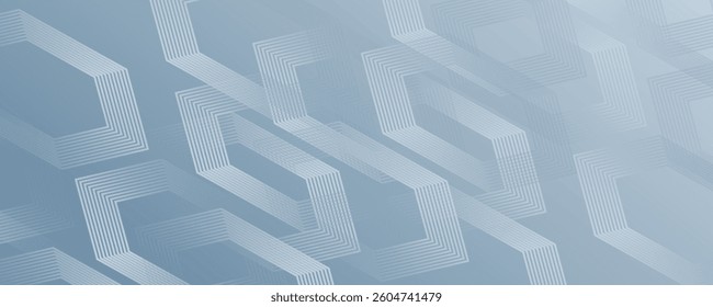 Abstract hexagon lines on gray background. Geometric stripe line art design modern
