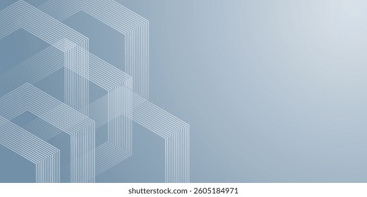 Abstract hexagon lines on gray background. Geometric stripe line art design for poster, brochure, cover, website, banner. vector.