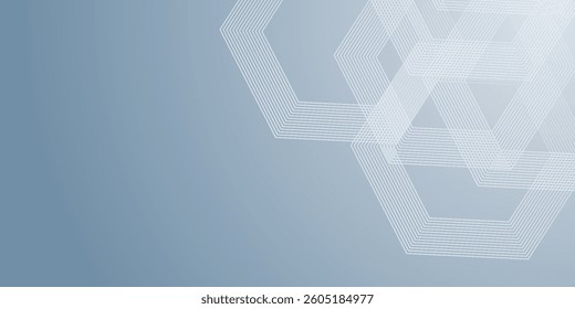 Abstract hexagon lines on gray background. Geometric stripe line art design for poster, brochure, cover, website, banner. vector.