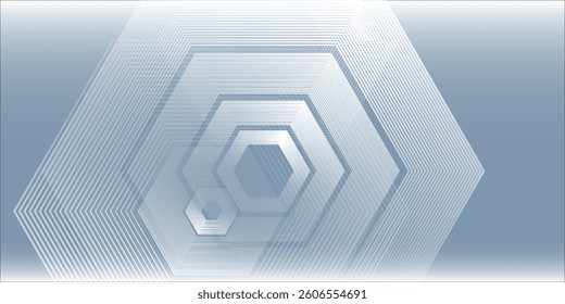 Abstract hexagon lines on gray background. Geometric stripe line art style design for poster, brochure, cover, website, banner