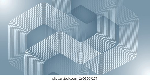 Abstract hexagon lines on gray background. Geometric stripe line art design for poster, brochure, cover, website, banner.