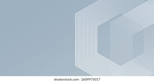 Abstract hexagon lines on gray background. Geometric stripe line art design simple