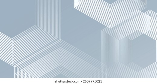Abstract hexagon lines on gray background. Geometric stripe line art design simple godd modern