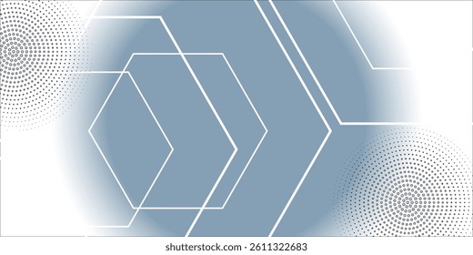 Abstract hexagon lines on gray background. Geometric stripe line art design style for poster, brochure, cover, website, banner.