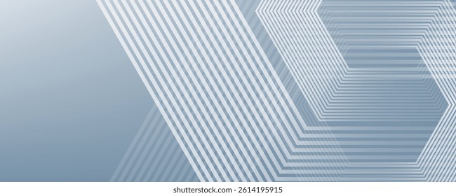 Abstract hexagon lines on gray background. Geometric stripe line art design for poster, brochure, cover, website, banner.