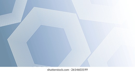 Abstract hexagon lines on gray background. Geometric stripe line art design for poster, brochure, cover, website, banner. vector