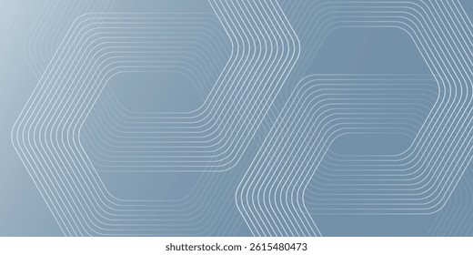 Abstract hexagon lines on gray background. Geometric stripe line art design for poster, brochure, cover, website, banner.