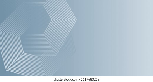 Abstract hexagon lines on gray background. Geometric stripe line art design for poster blue background