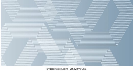 Abstract hexagon lines on gray background. Geometric stripe line art design modern