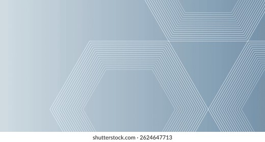Abstract hexagon lines on gray background. Geometric stripe line art design for poster, brochure, cover, website, banner.