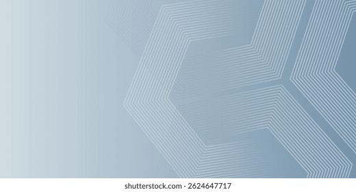 Abstract hexagon lines on gray background. Geometric stripe line art design for poster, brochure, cover, website, banner.