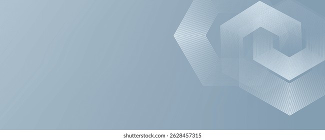 Abstractas líneas hexagonales sobre fondo gris. Diseño de arte de línea de rayas geométricas moderno