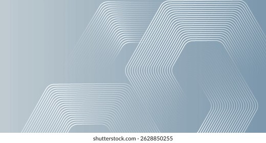 Abstract hexagon lines on gray background. Geometric stripe line art design modern