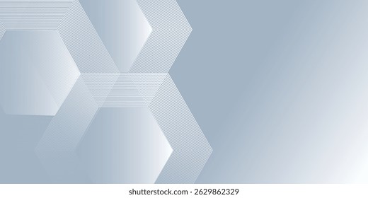 Abstract hexagon lines on gray background. Geometric stripe line art