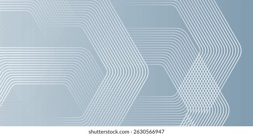 Abstract hexagon lines on gray background. Geometric stripe line art design modern vector illustration