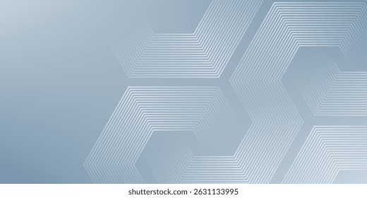 Abstract hexagon lines on gray background. Geometric stripe line art design for poster, brochure, cover, website, banner.