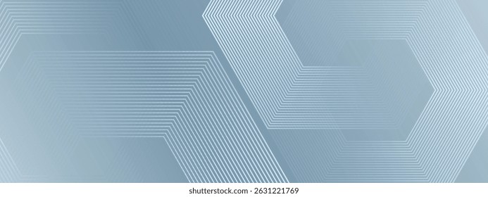 Abstract hexagon lines on gray background. Geometric stripe line art design modern vector
