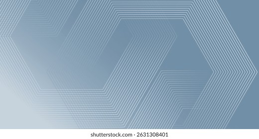 Abstract hexagon lines on gray background. Geometric stripe line art design for poster, brochure, cover, website, banner.