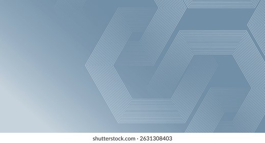 Abstractas líneas hexagonales sobre fondo gris. Diseño geométrico del arte de la línea de la raya para el cartel, folleto, cubierta, Sitio web, Anuncio.