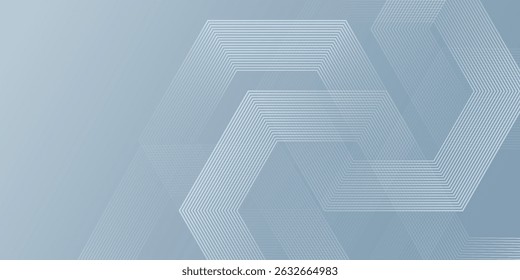 Linhas hexágonas abstratas sobre fundo cinza. Projeto de arte de linha de faixa geométrica moderno