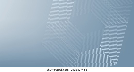 Abstract hexagon lines on gray background. Geometric stripe line art design for poster, brochure, cover, website, banner.