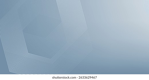 Abstract hexagon lines on gray background. Geometric stripe line art design for poster, brochure, cover, website, banner.