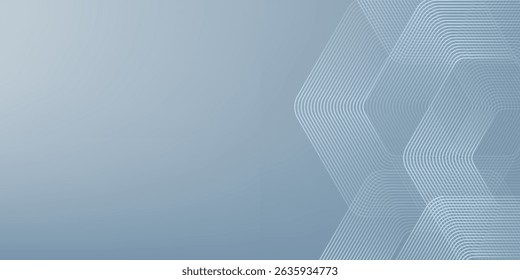 Abstract hexagon lines on gray background. Geometric stripe line art design modern