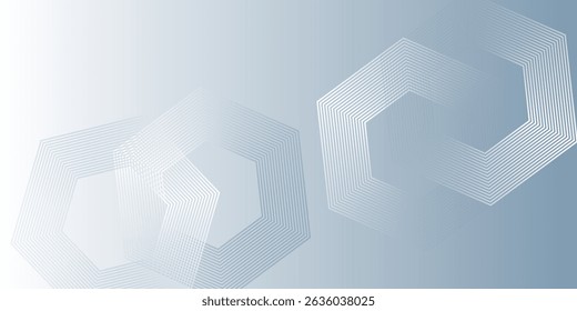 Abstract hexagon lines on gray background. Geometric stripe line art design for poster, brochure, cover, website, banner.