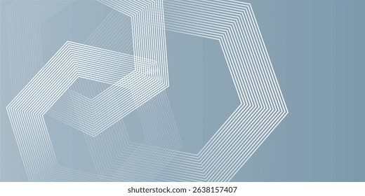 Abstract hexagon lines on gray background. Geometric stripe line art design for poster, brochure, cover, website, banner.