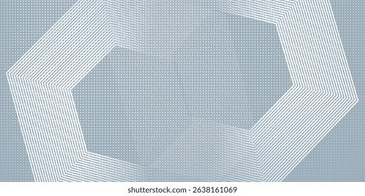Abstract hexagon lines on gray background. Geometric stripe line art design modern
