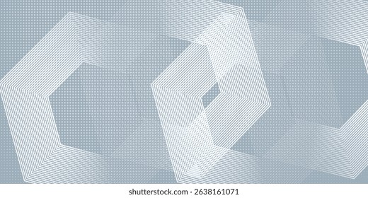 Abstract hexagon lines on gray background. Geometric stripe line art design modern