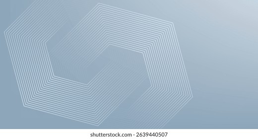 Abstract hexagon lines on gray background. Geometric stripe line art design for poster, brochure, cover, website, banner.