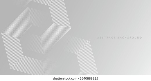 Abstract hexagon lines on gray background. Geometric stripe line art