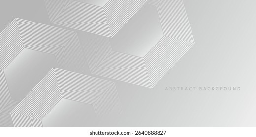 Abstract hexagon lines on gray background. Geometric stripe line art