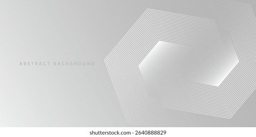 Abstract hexagon lines on gray background. Geometric stripe line art