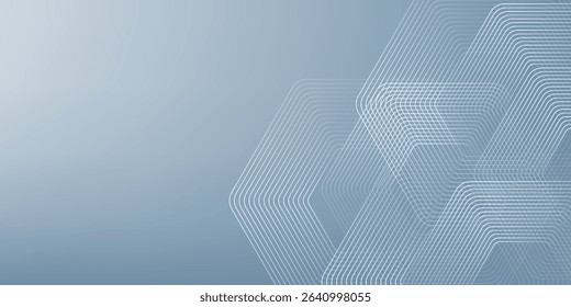 Abstract hexagon lines on gray background. Geometric stripe line art design for poster, brochure, cover, website, banner.