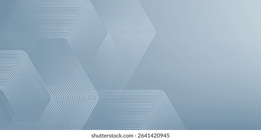 Abstract hexagon lines on gray background. Geometric stripe line art design modern