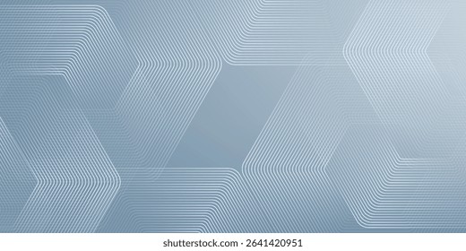 Abstract hexagon lines on gray background. Geometric stripe line art design modern