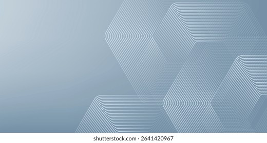 Abstract hexagon lines on gray background. Geometric stripe line art design modern
