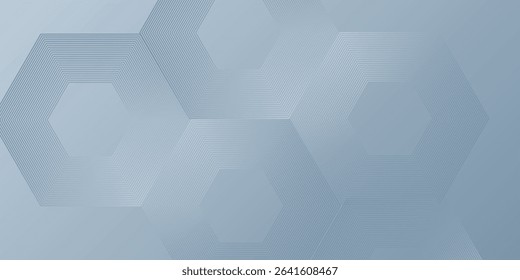 Abstract hexagon lines on gray background. Geometric stripe background