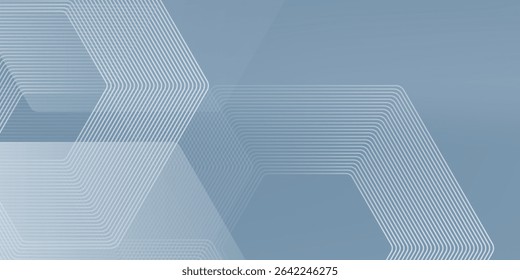 Abstract hexagon lines on gray background. Geometric stripe line art design for poster, brochure, cover, website, banner.