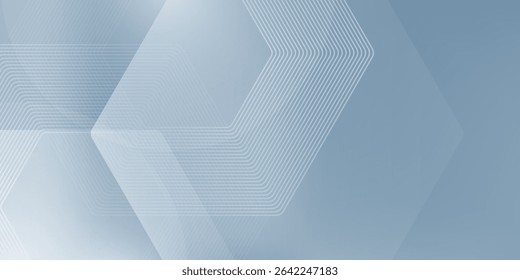 Abstract hexagon lines on gray background. Geometric stripe line art design for poster, brochure, cover, website, banner.