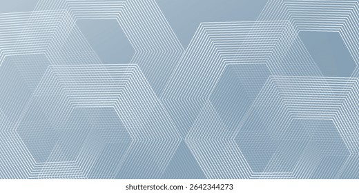 Abstract hexagon lines on gray background. Geometric stripe line art design modern