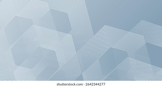 Abstract hexagon lines on gray background. Geometric stripe line art design modern. eps10