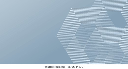 Abstract hexagon lines on gray background. Geometric stripe line art design modern