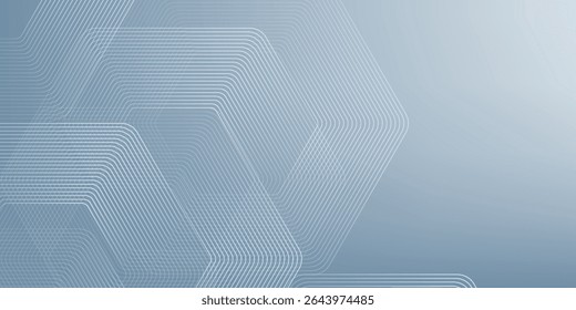 Abstract hexagon lines on gray background. Geometric stripe line art design for poster, brochure, cover, website, banner.